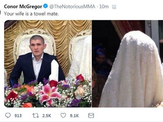 Makqreqor Həbib Nurməhəmmədovun arvadını təhqir etdi - FOTO